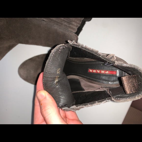 DISCONTINUED Authentic PRADA Brown Suede Booties - Picture 3 of 6
